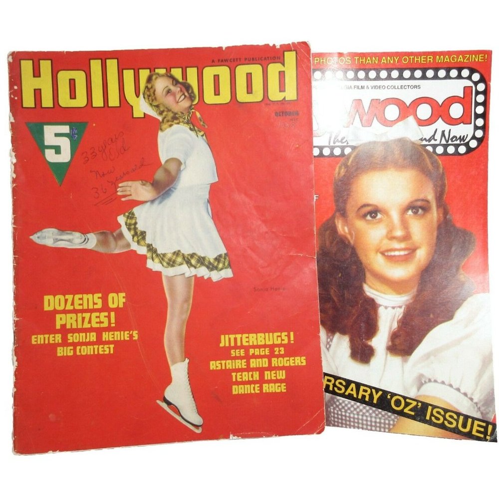 Lot 2 Vintage Hollywood Magazines 1938 & 1989 Sonja Henie Judy Garland